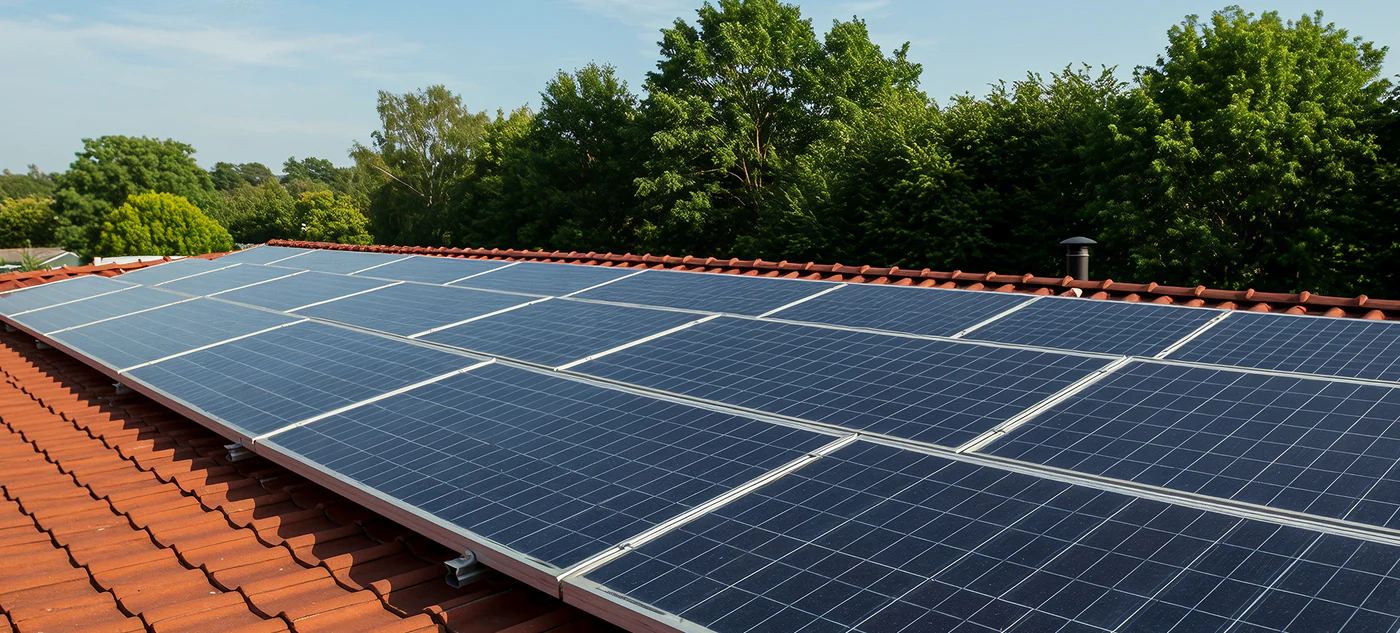 Solar panels on a tiled residential roof